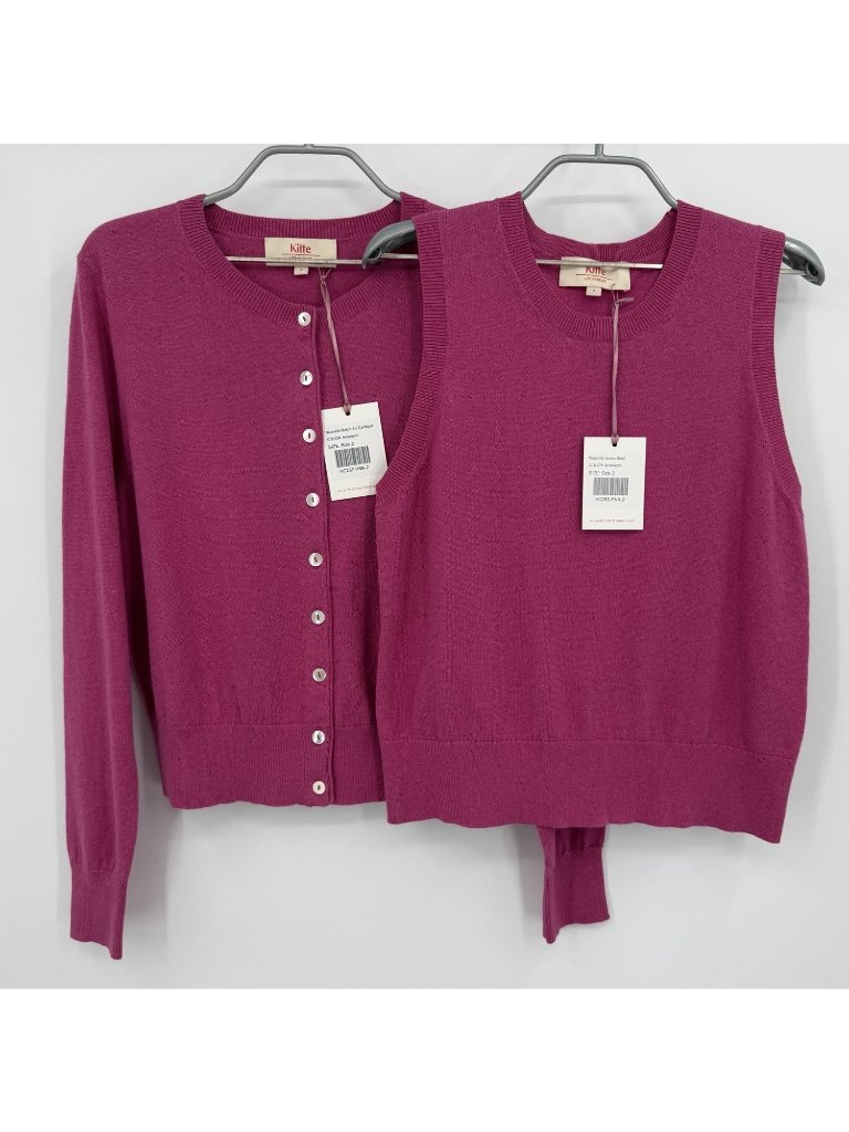 Kilte Collection Carrie Tank And Cardigan Sweater Matching Set Fuchsia Size 2/M
